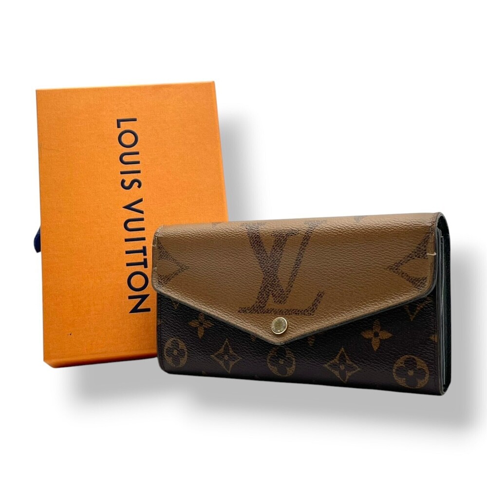LOUIS VUITTON M68796 Portefeuille Sarah Monogram Reverse Flap Long Wallet Lea...